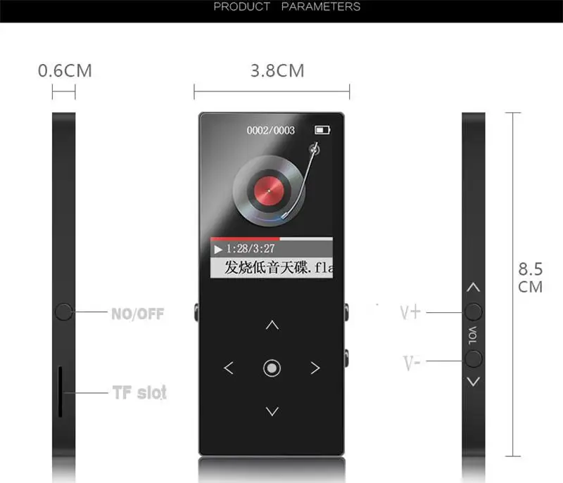 Bluetooth 4,1 MP3 плеер с сенсорной клавишей ультра тонкий 16 ГБ MP3 музыкальный плеер с 1,8 дюймовым цветным экраном без потерь звук с FM, рекордер