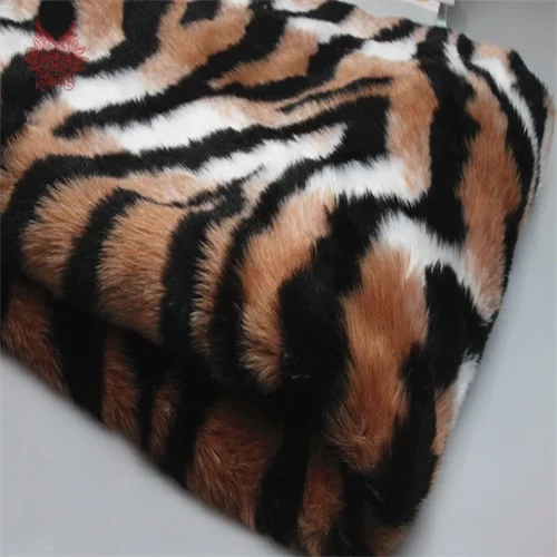 Big brown stripe Роскошный 1 см длинный меховой Леопард Тигровая кожа искусственный мех Ткань для зимнего пальто жилет косплей сцена новорожденный фотография 150*50 см SP5576 - Цвет: Big brown stripe