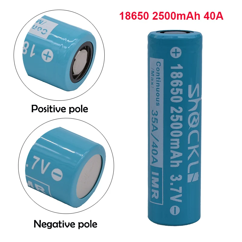 Shockli 18650 батарея 2500mAh 3 7 V литий ионная аккумуляторная литиевая 40A для фонарей
