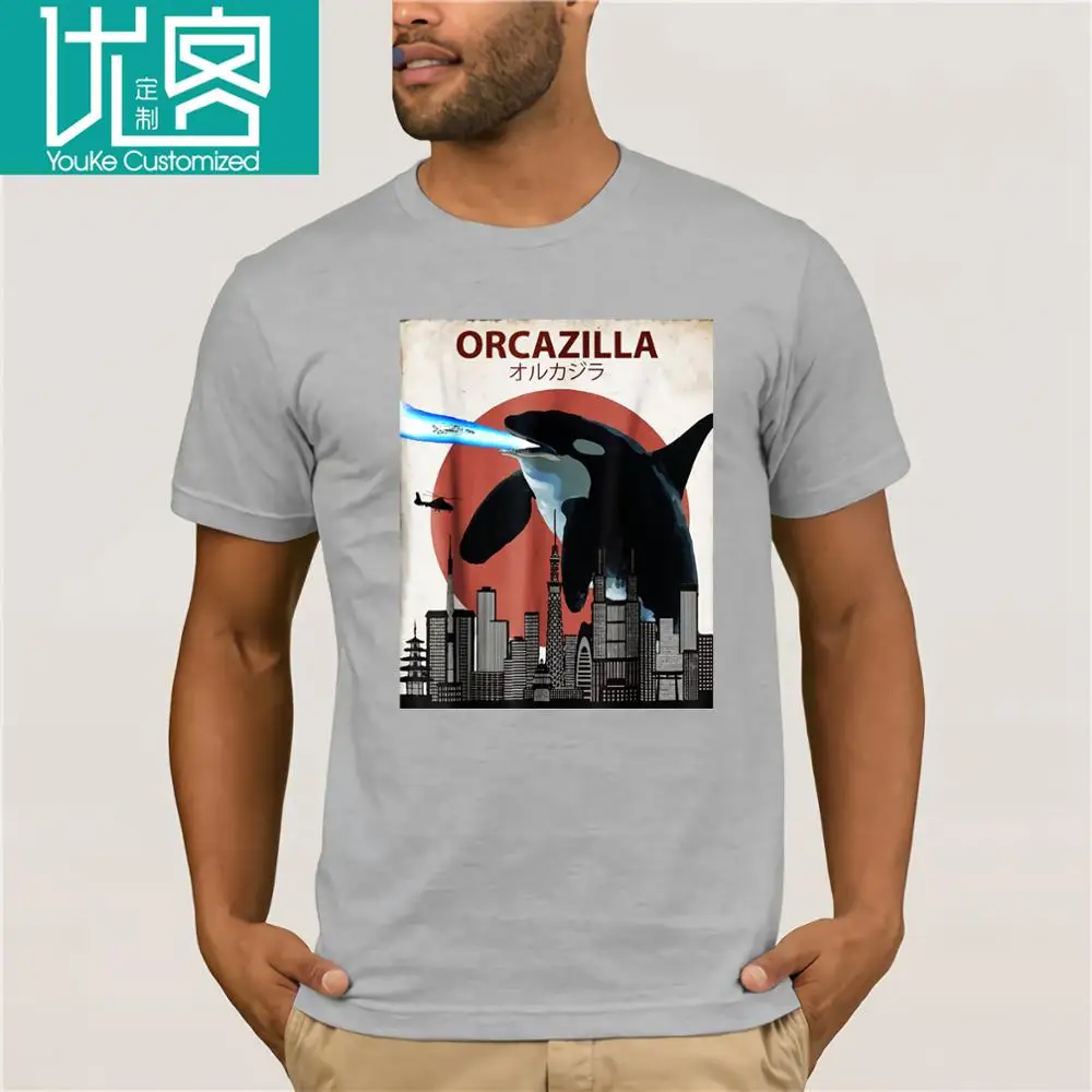 2019 Новая мужская футболка с коротким рукавом 100% хлопок для мужчин Orca zilla забавная