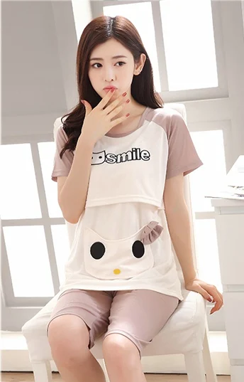 Комплект одежды для сна беременных шорты мамы пижамы грудного вскармливания