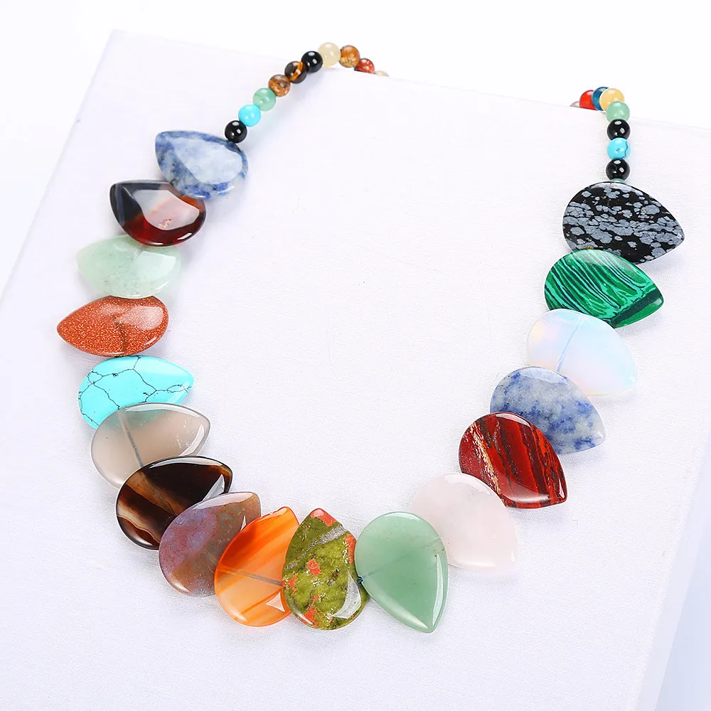 Hot Natural Stone Necklace Column Crystal Tiger Eye Turquoise Amethyst Pendant Chains For Women Jewelry | Украшения и аксессуары