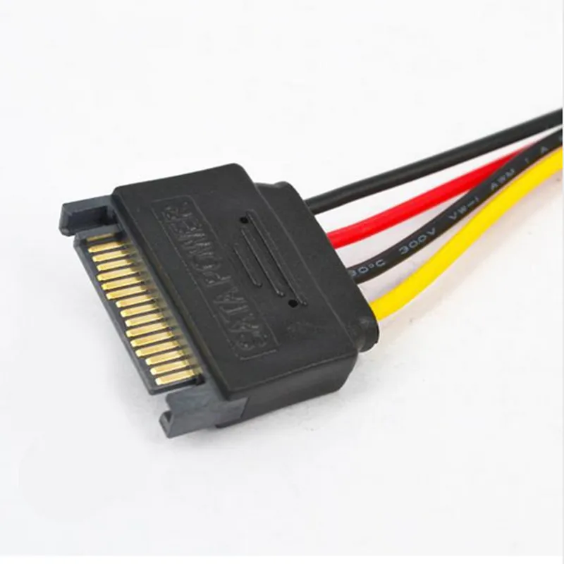 15-контактный SATA штекер на Molex IDE 4-контактный гнездовой адаптер удлинитель Кабель