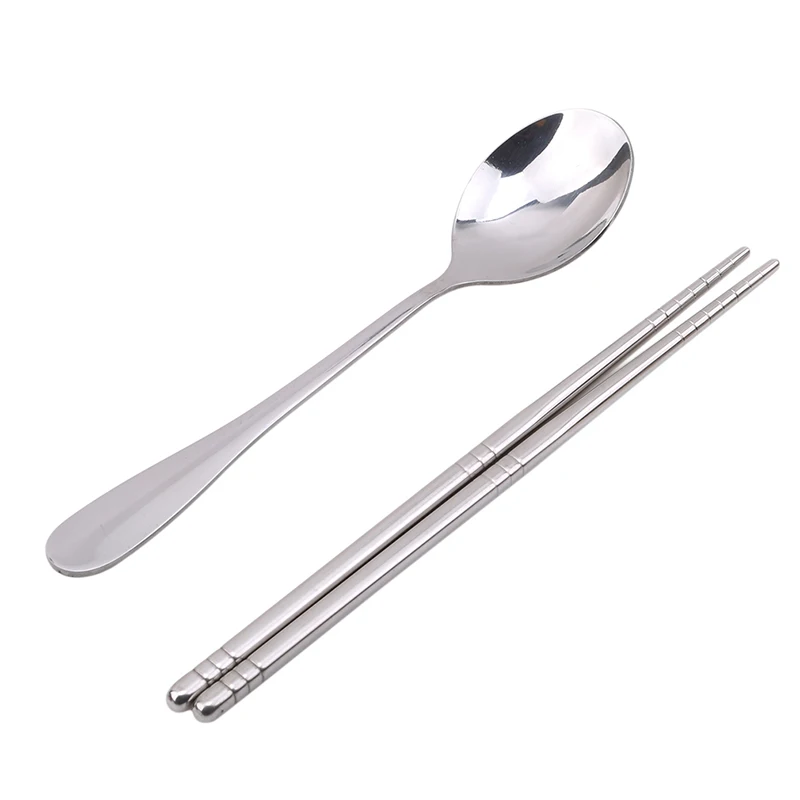 Портативные многоразовые столовые приборы ложки палочки для еды нержавеющие