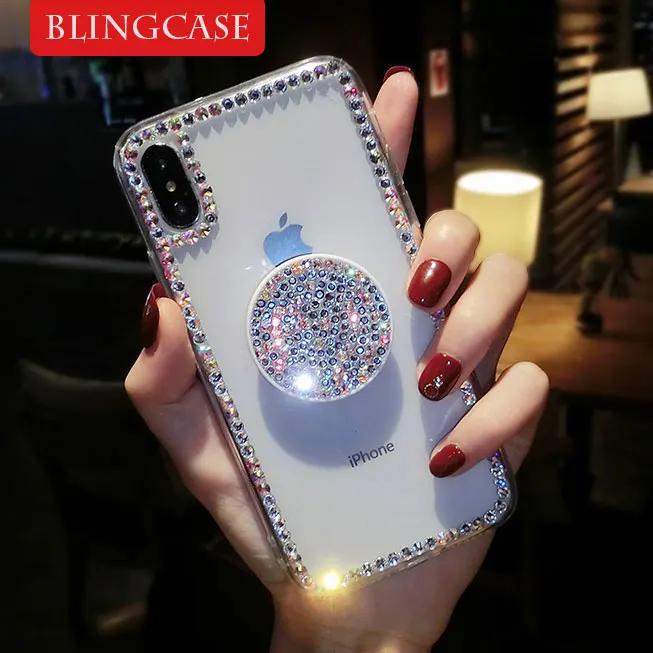 For OPPO A91 A83 Reno 2 A Ace Realme 3 X2 Pro C2 A1K A5 A9 2020 Rhinestone Case Holder Diamond Cover | Мобильные телефоны и