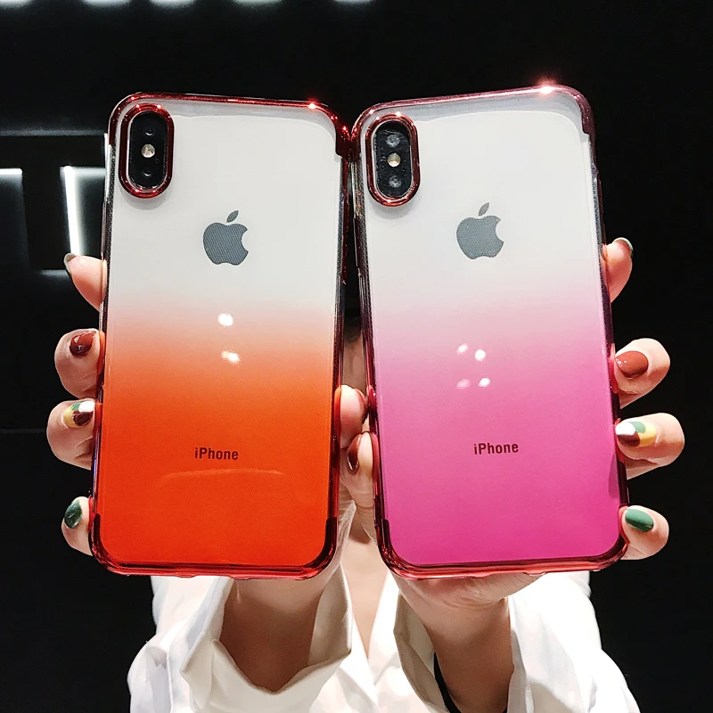 Ultra Thin Clear TPU Phone Cases for iPhone X XS Max XR Gradient TUP Soft For 6 6s 7 8 Plus Fundas |