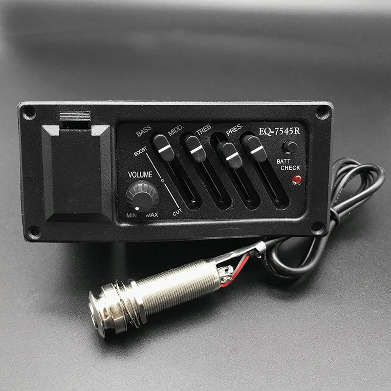 7545R B x5pcs 4 полосным EQ-7545R гитары предусилитель пьезо пикап усилитель эквалайзер звукосниматель для акустической гитары с 6,5 мм Выход - Цвет: 7545R B x5pcs