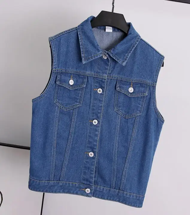 Dark Blue Красный синий базовый джинсовый жилет женский укороченный Тонкий джинсовый жилет без рукавов для женщин ковбойский жилет - Цвет: Dark Blue