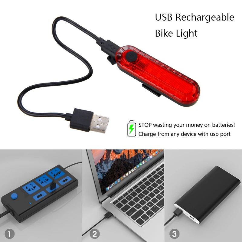Задний фонарь для велосипеда с зарядкой от USB|Велосипедная фара| |