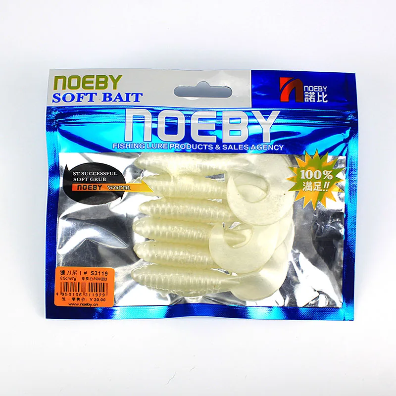 NOEBY 6 шт./партия, Мягкая приманка 85 мм/7 г, рыбная приманка вобблер, свинцовая наживка, крючок, мягкие черви креветки, океанские приманки, рыболовные снасти - Цвет: NW203