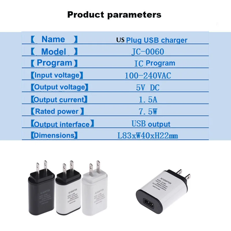 Robotsky US Plug USB зарядное устройство универсальное настенное зарядное устройство для мобильного телефона для путешествий Америка Быстрая зарядка США USB адаптер Зарядка 5 в 2 А