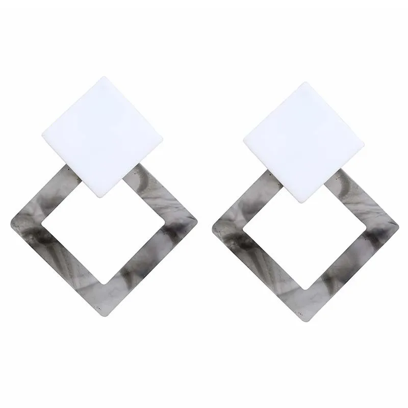 2021 New Japan Acetic Acid Leopard Acrylic Geometric Big Square Drop Earrings For Women Girl Party Bijoux AE525 | Украшения и