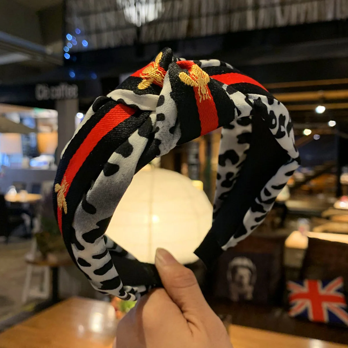 Леопардовая повязка Милая пчела вязаная на голову для женщин Мода INS корейские