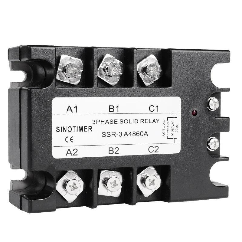 Полупроводниковое реле Reley A4860A 3 фазы твердотельные SSR 60A AC-AC 30-480V переменный ток
