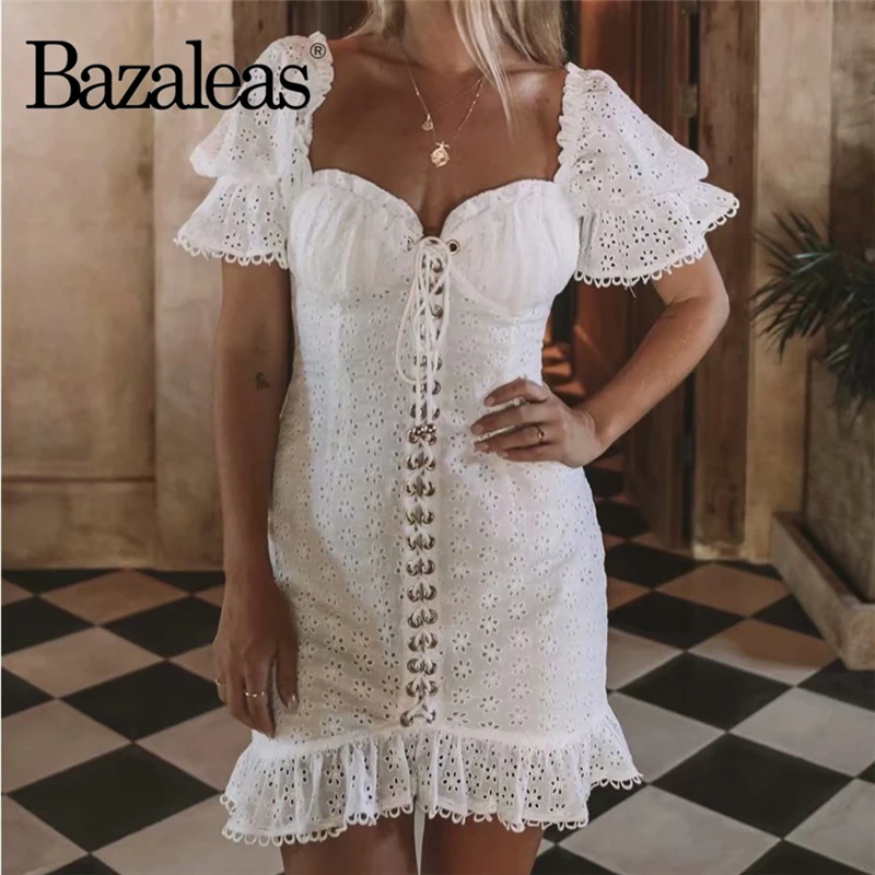 Летнее платье Франция пышные рукава Vestido вечернее с оборками центр Бандажное