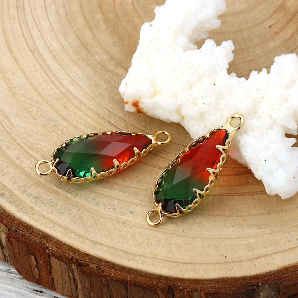 DoreenBeads медные и стеклянные соединители капли цвета золотой фуксии красочные