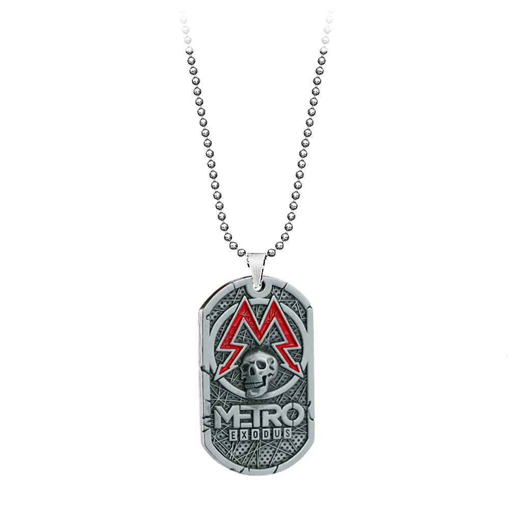 zhulian ditie PC игра Metro Exodus 2033 кулон с биркой для собак подвеска кожаная металлическая цепь, мужские ожерелья Шарм подарки для детей игры ювелирные изделия - Окраска металла: zhulian ditie