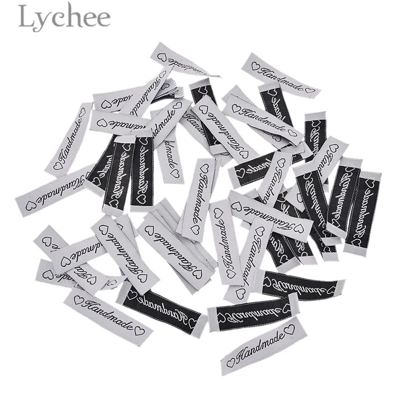 Lychee Life 50 шт. этикетки ручной работы в форме сердца с Вышивкой Букв моющиеся бирки