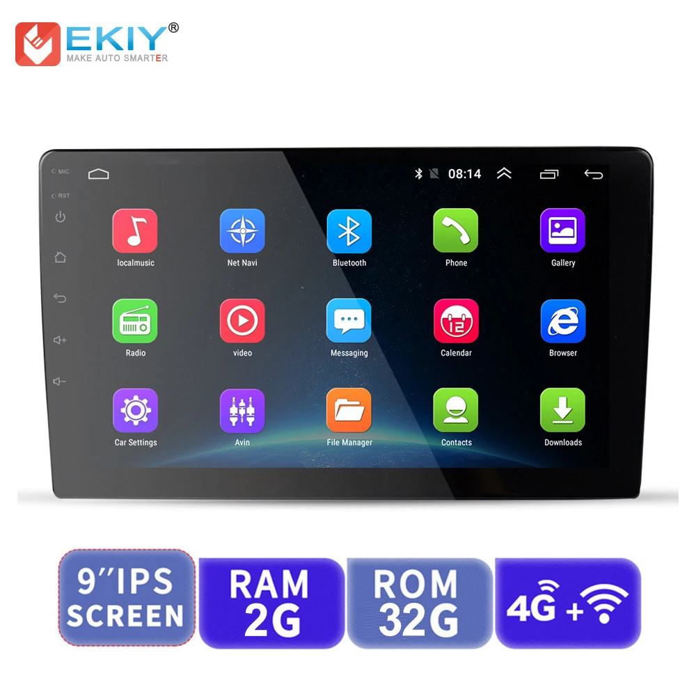 EKIY 9 ''ips Android универсальный 2 Din gps-навигация Авторадио автомобильный мультимедийный плеер BT Wifi OBD2 стерео радио видео плеер