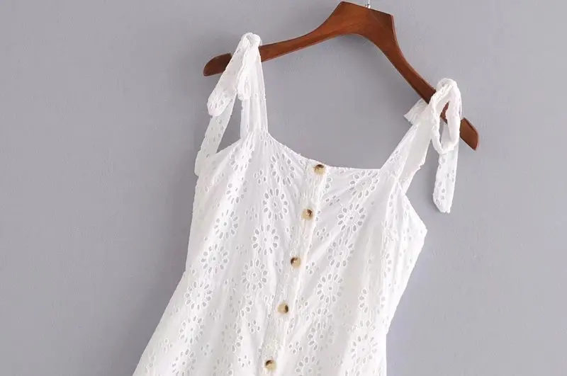 Пикантные летние платье Для женщин плечо галстук бабочку ремни Белый С НАБОРНЫМИ