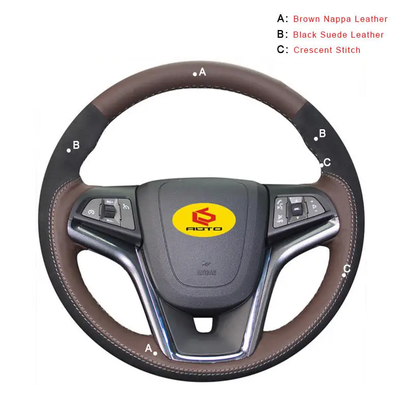 Nappa and Suede Авто оплетка на руль Крышка для Chevrolet Malibu 2011- вольт 2011- Внутренний чехол рулевого колеса автомобиля кожа - Название цвета: Nappa and Suede