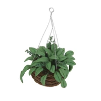 112 scale dollhouse miniature green hanging plant rattan basket dolls house garden accessory
