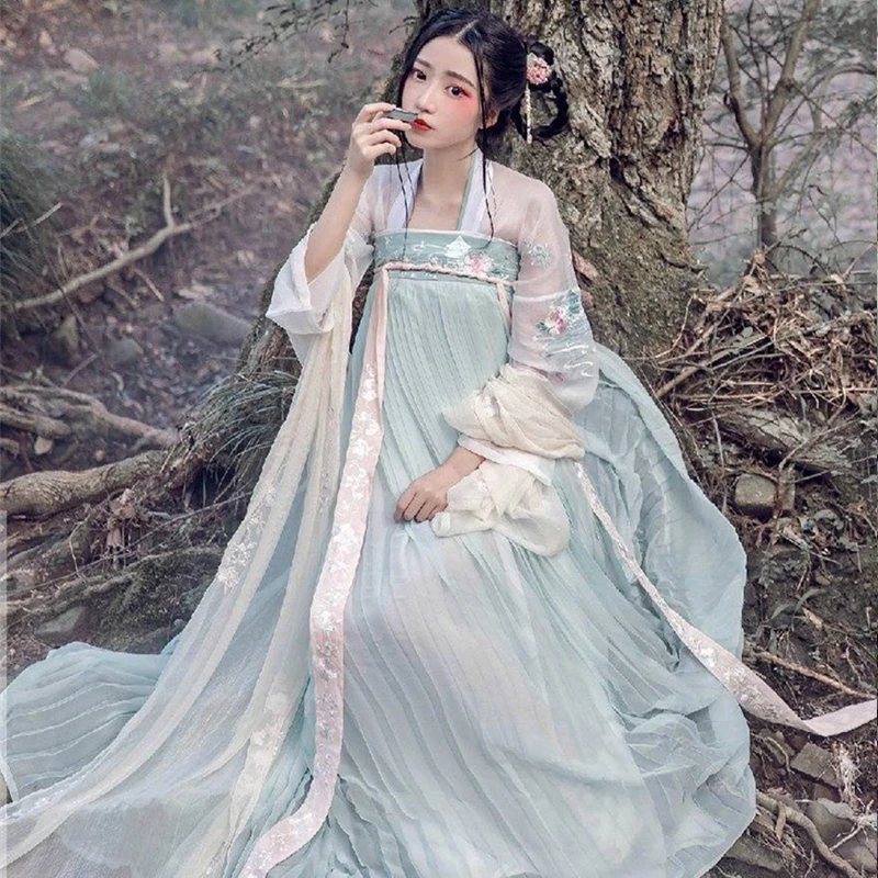 Hanfu юбка танцевальный костюм для женщин фестивальный рейв одежда Этническая Династия Тан Косплей сценическая одежда для женщин певица BL1236