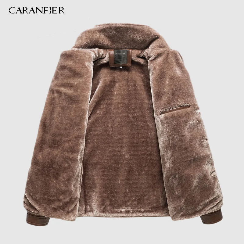 CARANFIER 2019 мужские Куртки из искусственной кожи с воротником искусственного меха