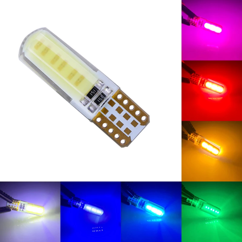 Автомобильная светодиодная лампа T10 W5W 1 шт. сигнальная Canbus 12SMD силиконовая