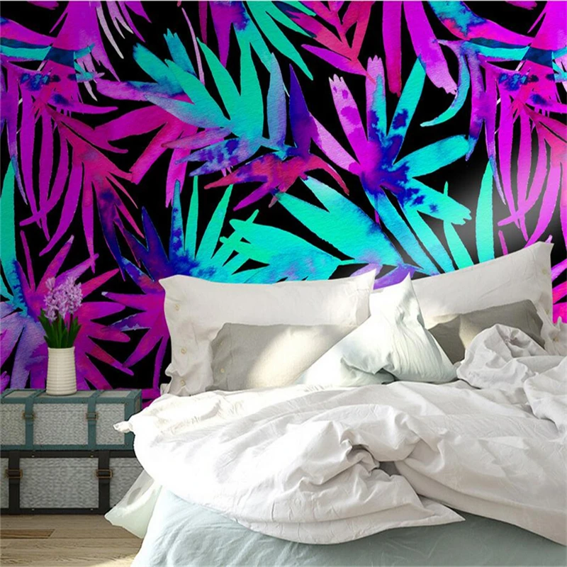 

3D Photo Custom Wallpaper Nordic Color Tropical Plant Leaf Wall Mural Modern Wall Papers Wallpaper Home Decor Wall Paper
