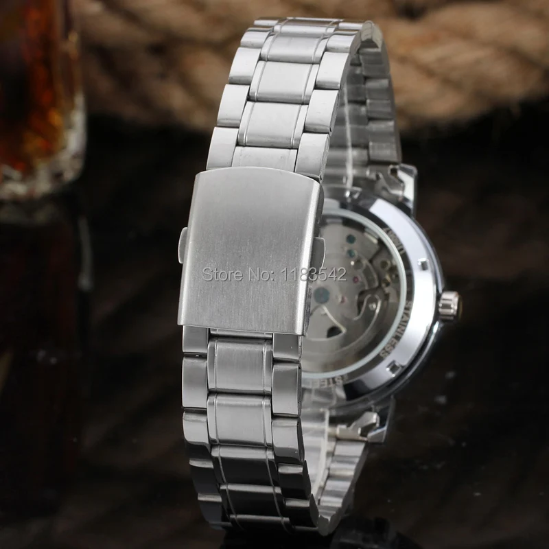 Часы наручные Winnner Мужские автоматические прозрачные Спортивные с браслетом из