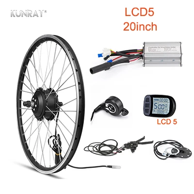 Kunray электрическое колесо 36 В 350 Вт бесщеточный мотор-Ступица колеса ebike конверсионный комплект KT lcd светодиодный дисплей аксессуары для цикла 1" 20" - Цвет: 20inch  LED KIT