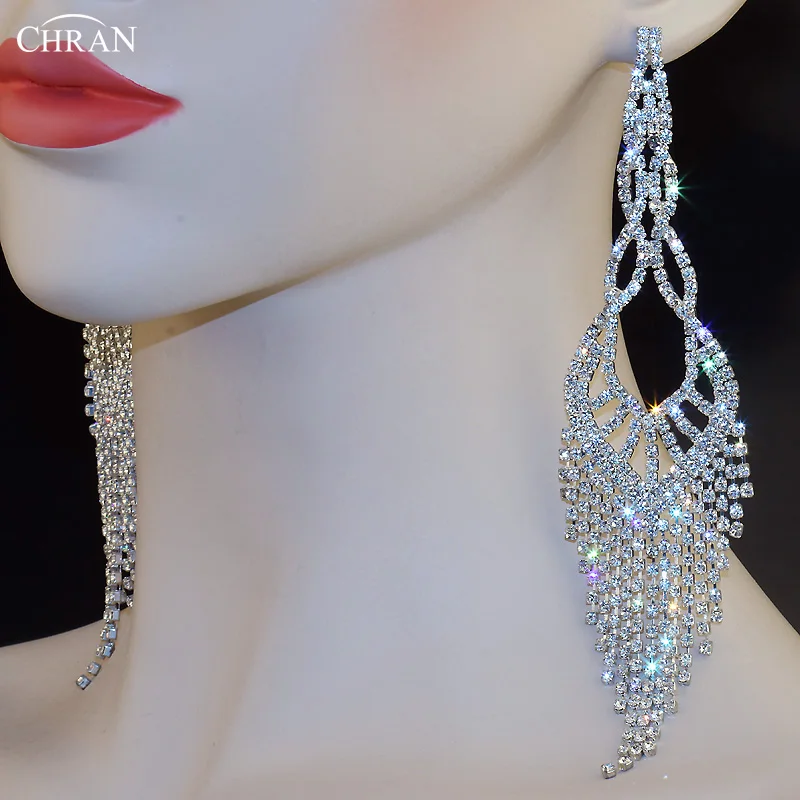 Женские серьги подвески с кисточками CHRAN Винтажные висячие серебряным покрытием