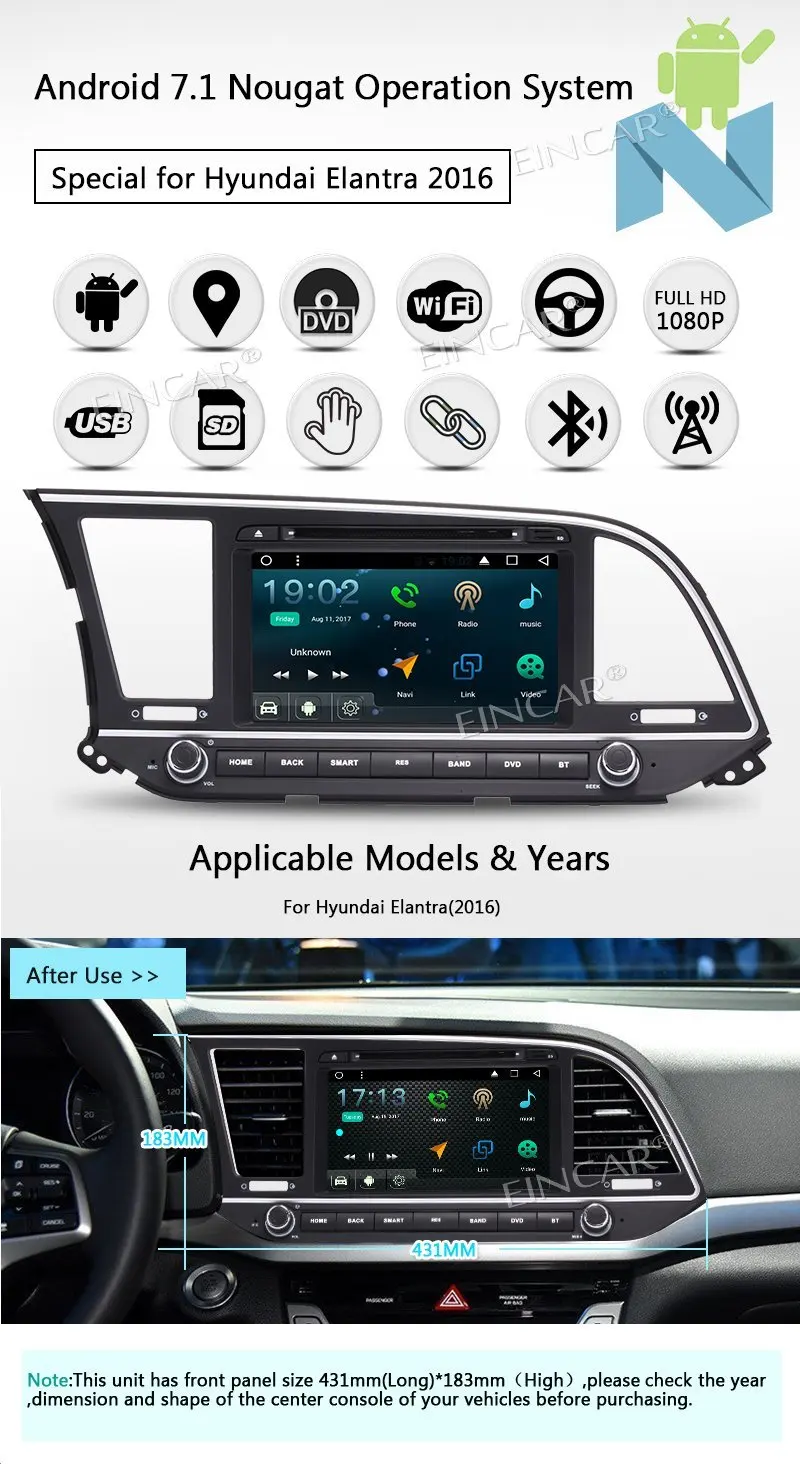 2Din 8 ''Android 7 1 автомобильный стерео для hyundai Elantra 2016 в тире Автомобильный GPS DVD