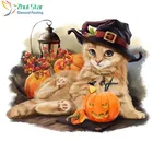 Алмазная живопись сделай сам на Хэллоуин, кот, алмазная вышивка, украшение с животными, домашнее прямоугольное украшение Стразы XY1