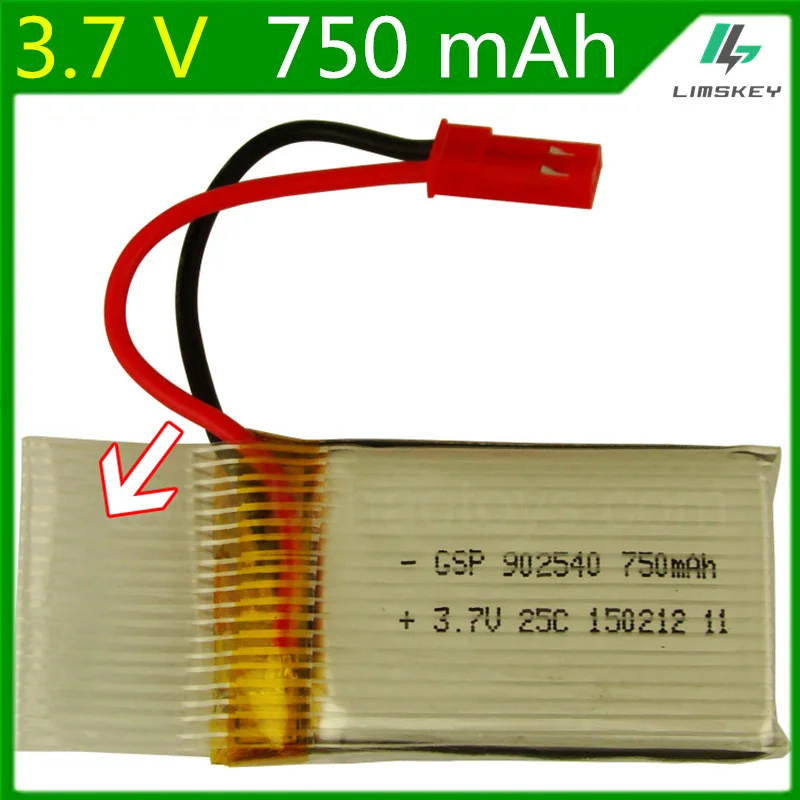 3,7 V 750mAH Lipo батарея для MJXRC X400 X300C 3,7 V 750mAH Lipo батарея 25C разрядка JST вилка 902540