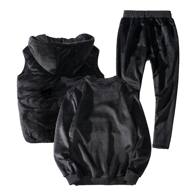 Теплые зимние спортивные костюмы для мужчин 3 шт./компл. 7XL 8XL большой размер