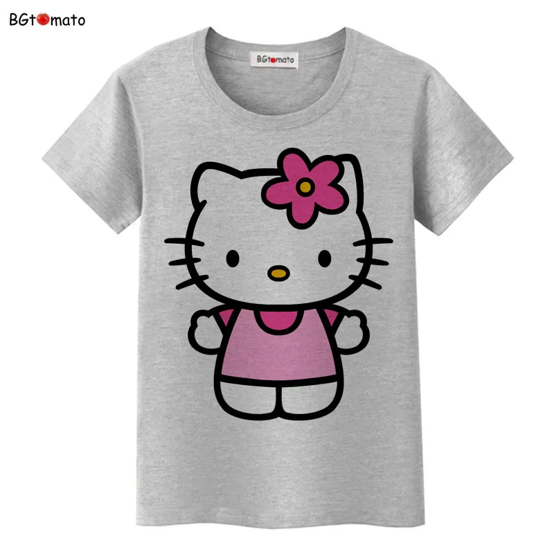 BGtomato hello kitty, милые футболки с героями мультфильмов, женская летняя классная одежда, брендовые Топы хорошего качества, удобные повседневные рубашки - Цвет: 4