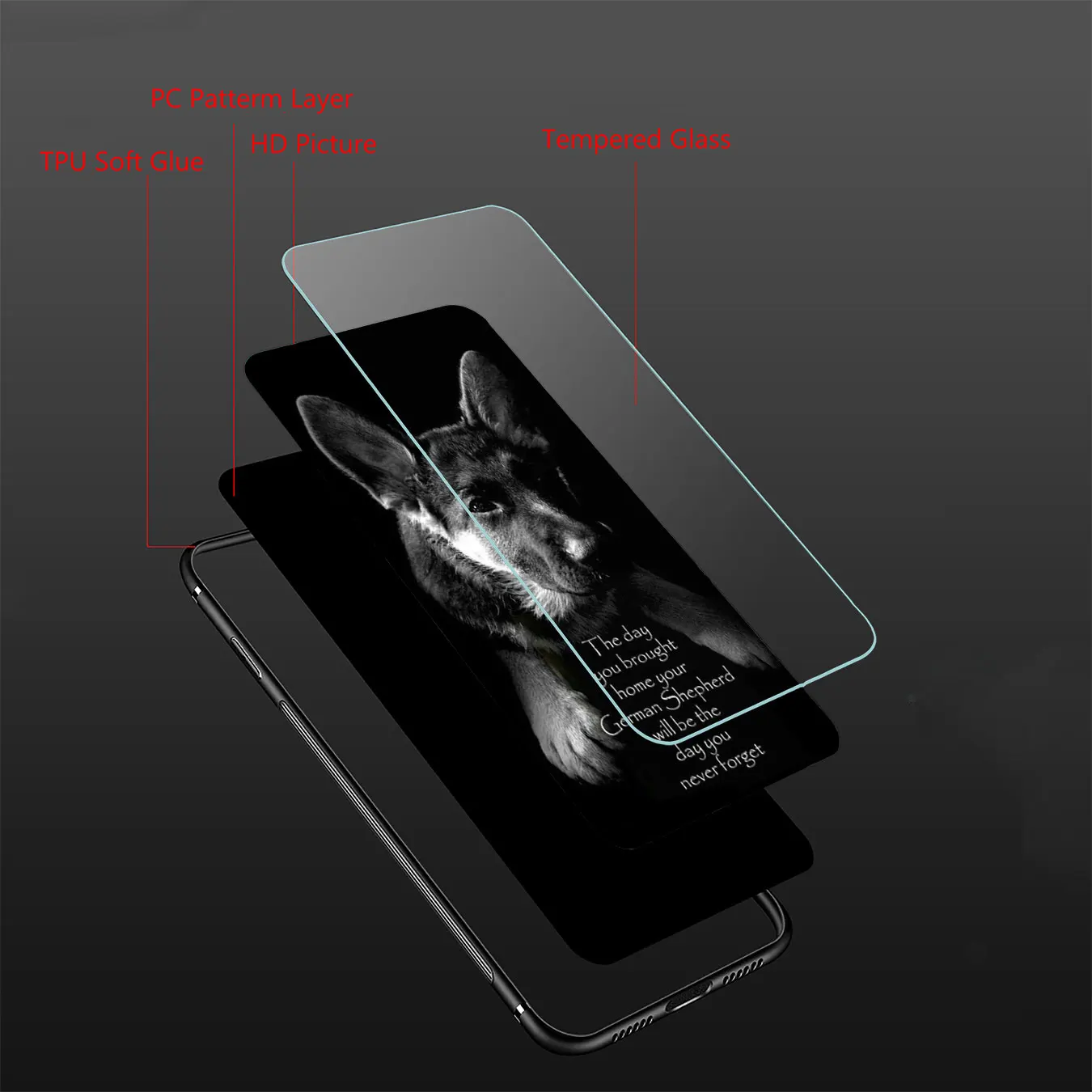 Lavaza german shepherd dog Tempered Glass Phone Cover Case for Apple iPhone XR X XS Max 6 6S 7 8 Plus 5 5S SE 10 Cases 8Plus | Мобильные