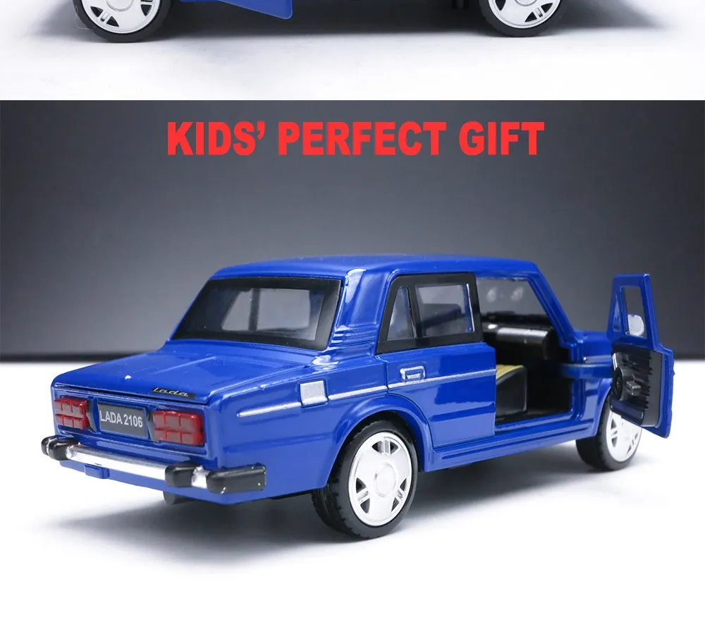 Модель 1/32 литая под давлением, русская копия автомобилей Lada, металлическая игрушка в подарок для мальчиков с открывающимися дверями/музыкой/функцией оттягивания/светом