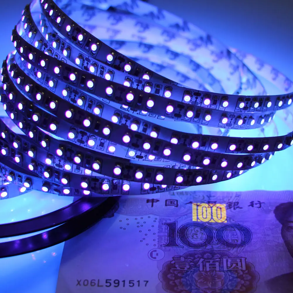 Высококачественная УФ светодиодная лента 395 405nm Ультрафиолетовый 3528 SMD 120led/m
