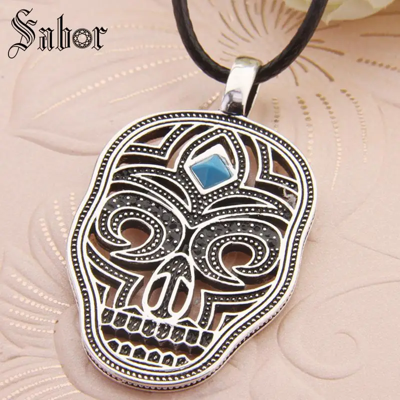 Мужской кулон в виде маски черепа кожаное ожерелье стиле панк Rebel подарок для