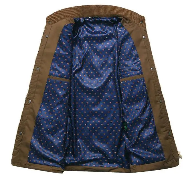 Мужская зимняя длинная теплая хлопковая одежда с воротником-стойкой |