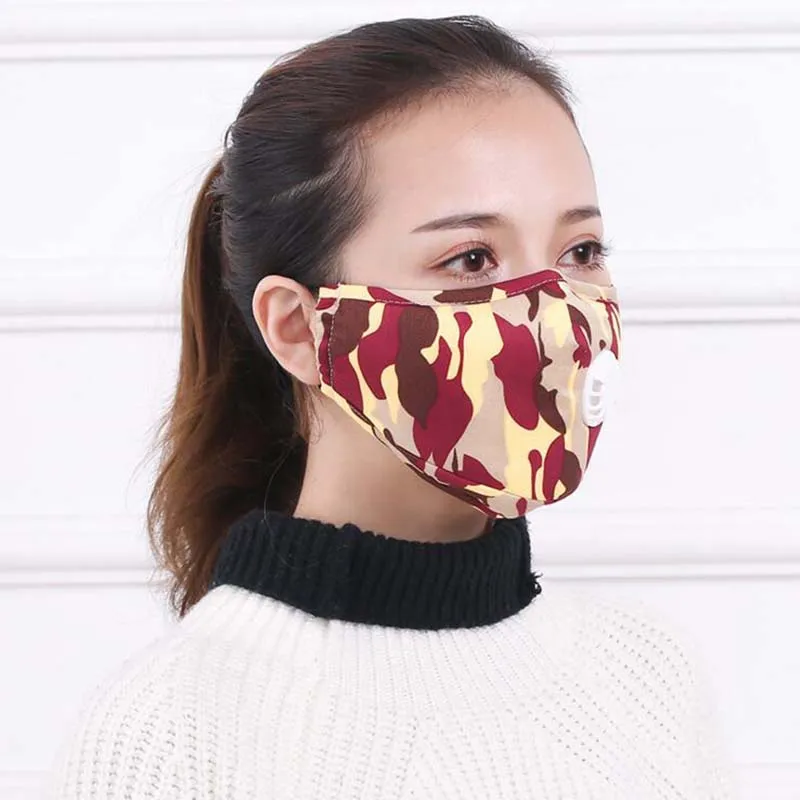 red camouflage Открытый Бег Велоспорт Половина лица маски хлопок защита от ветра смога маски для мужчин и женщин спорт воздушный фильтр респиратор - Цвет: red camouflage