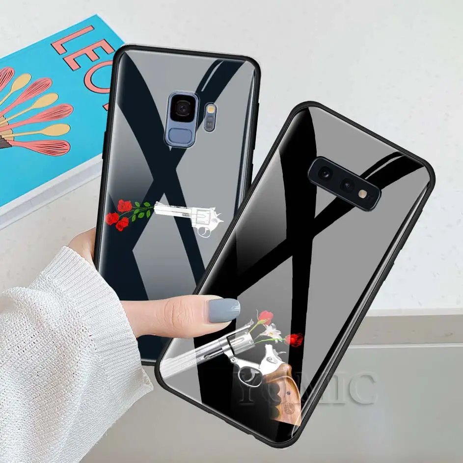 Чехол из закаленного стекла для samsung Galaxy S10e S10 S8 S9 Plus Note 9 10 A50 A70, чехол для телефона guns N Roses, роскошный стеклянный чехол