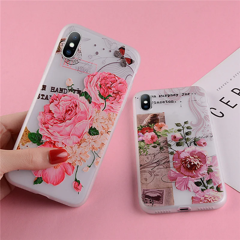 Lovebay Телефон чехол для iPhone 6 6s 7 8 Plus X XR XS Max 5 5S SE модный объемный красивые цветы