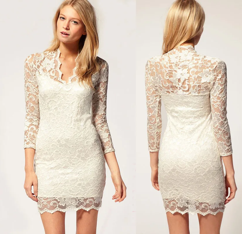 2014 Summer New Hot Sale Women Sexy Chic See-through Lace Patchwork mini girls lace dress gowns plus size S-XL | Женская одежда