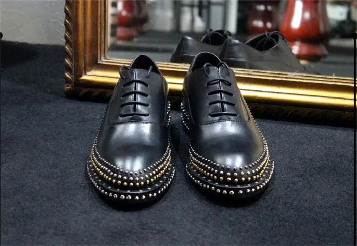 Мужские кожаные туфли-оксфорды ручной работы на шнуровке с острым носком и