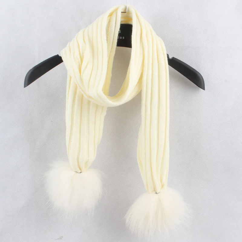 Детские Модные Акриловые Кольца с помпонами из меха енота 15 см шарфы