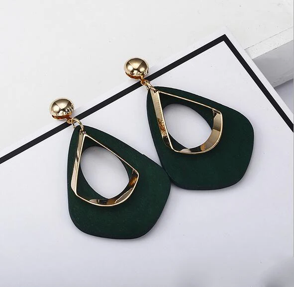 Женские винтажные серьги красные зеленые коричневые черные длинные деревянные